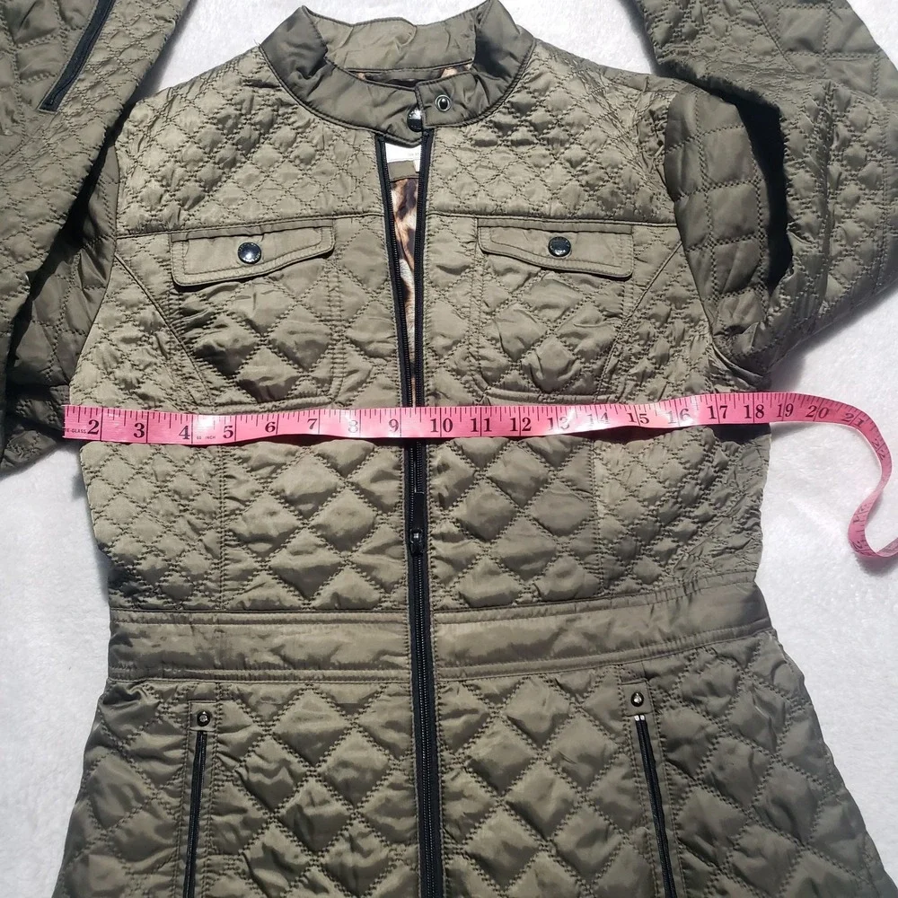 Laundry Shelli Segal Quilted Jacket Women's Small Olive Green Fill Zip Lined EUC - Picture 11 of 12